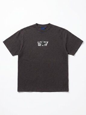 Lonely Ghost Star Spiderweb Graphic Tee Washed Black Size M